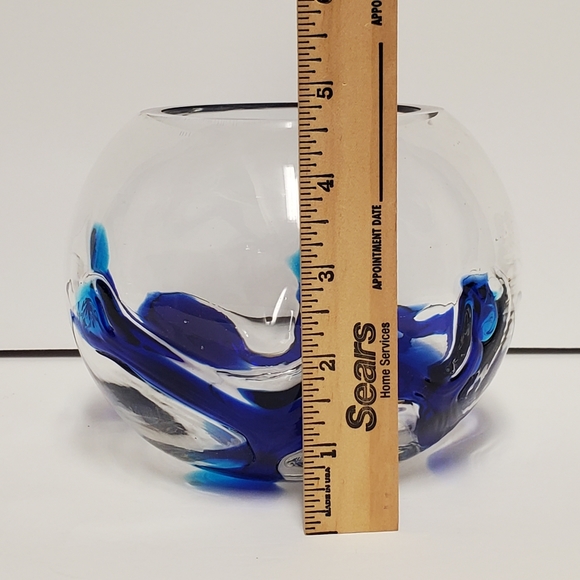 Art Glass Round Handblown Glass Bowl - Picture 10 of 11